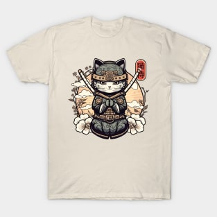 Samurai Cat Tattoo, Kawaii Ninja Cat T-Shirt